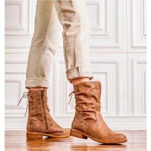 Softt Women's Brown Sharnell Low Slouch Lace-up Riding Boots Size 6M